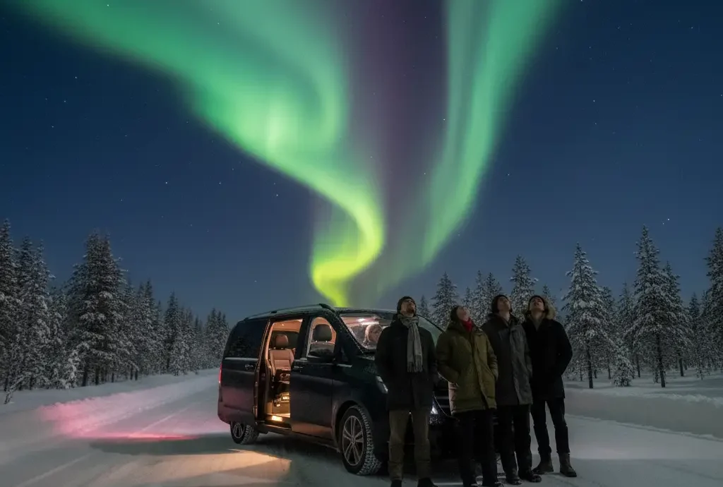 Aurora admiring Admiring northern lights